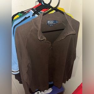 Vintage Polo Ralph Lauren 1/4 Zip Quarter Pullover Soft Cotton Leather Logo